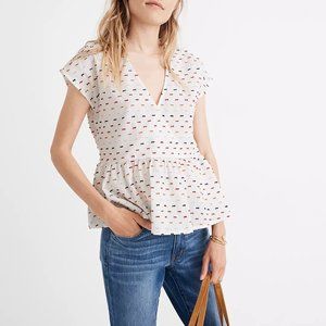 Madewell Peplum Crossover Top (RainbowClipdot/XXSmall)